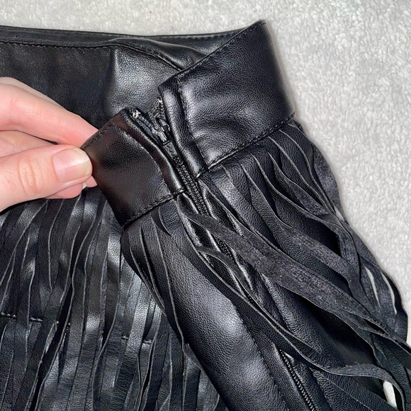Le Chateau Leather Fringe Mini Skirt - Picture 3 of 5